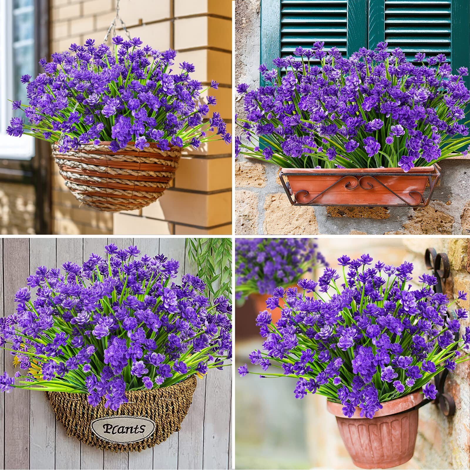 AmyHomie 20 Bundles Artificial Flowers Outdoor UV Resistant Faux Flowers No F…