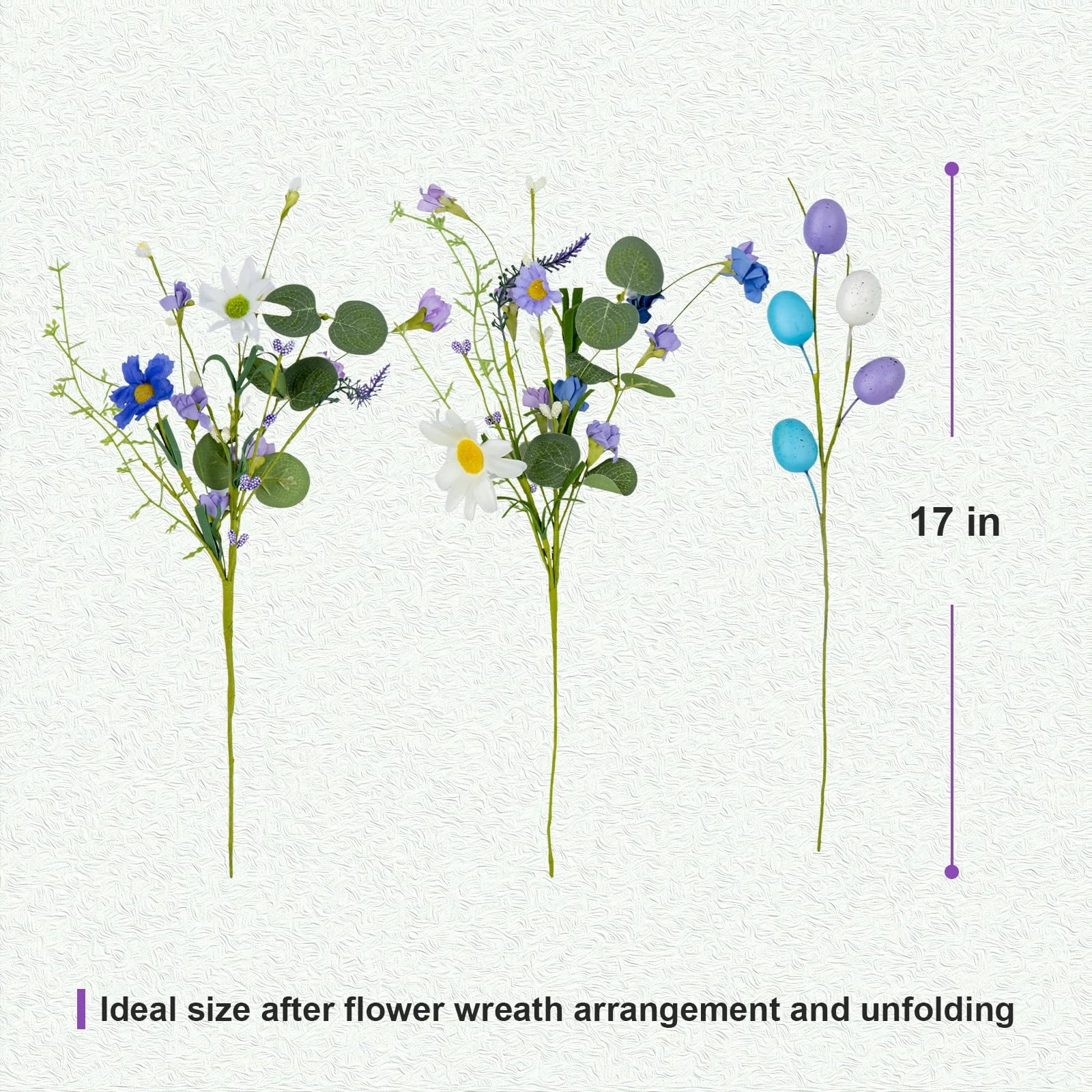 10 PCS 17 Inch Blue Easter Flowers With Egg Picks Table Vase Centerpiece