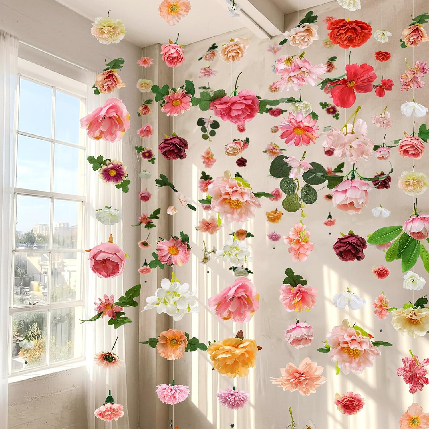 6 Pcs 35.4 ft Flower Garlands Artificial Wildflower Vines Floral Hanging