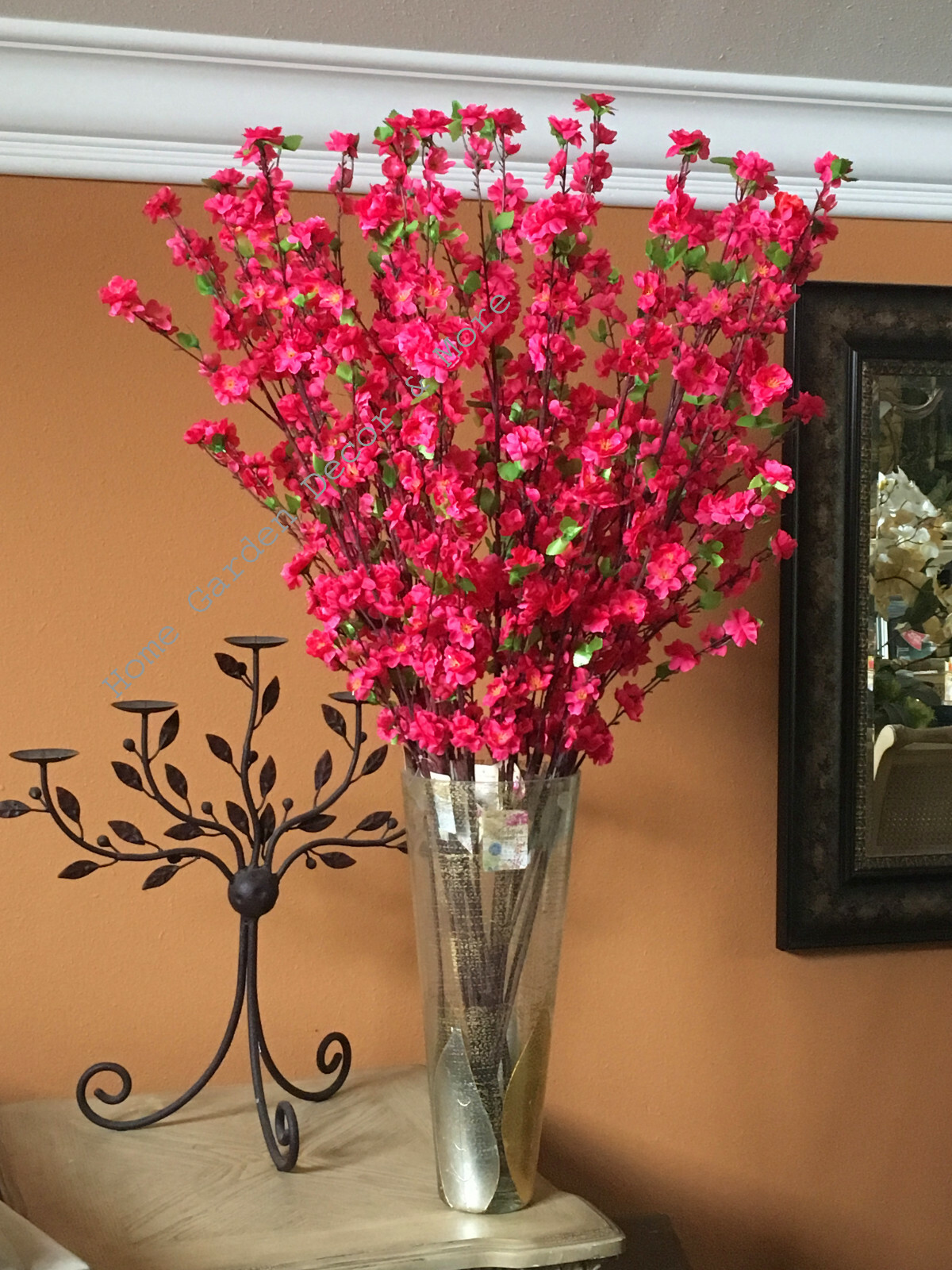 12 PACK 48″ Long Stem Artificial Realistic Silk Rose RED Cherry Blossom Flowers
