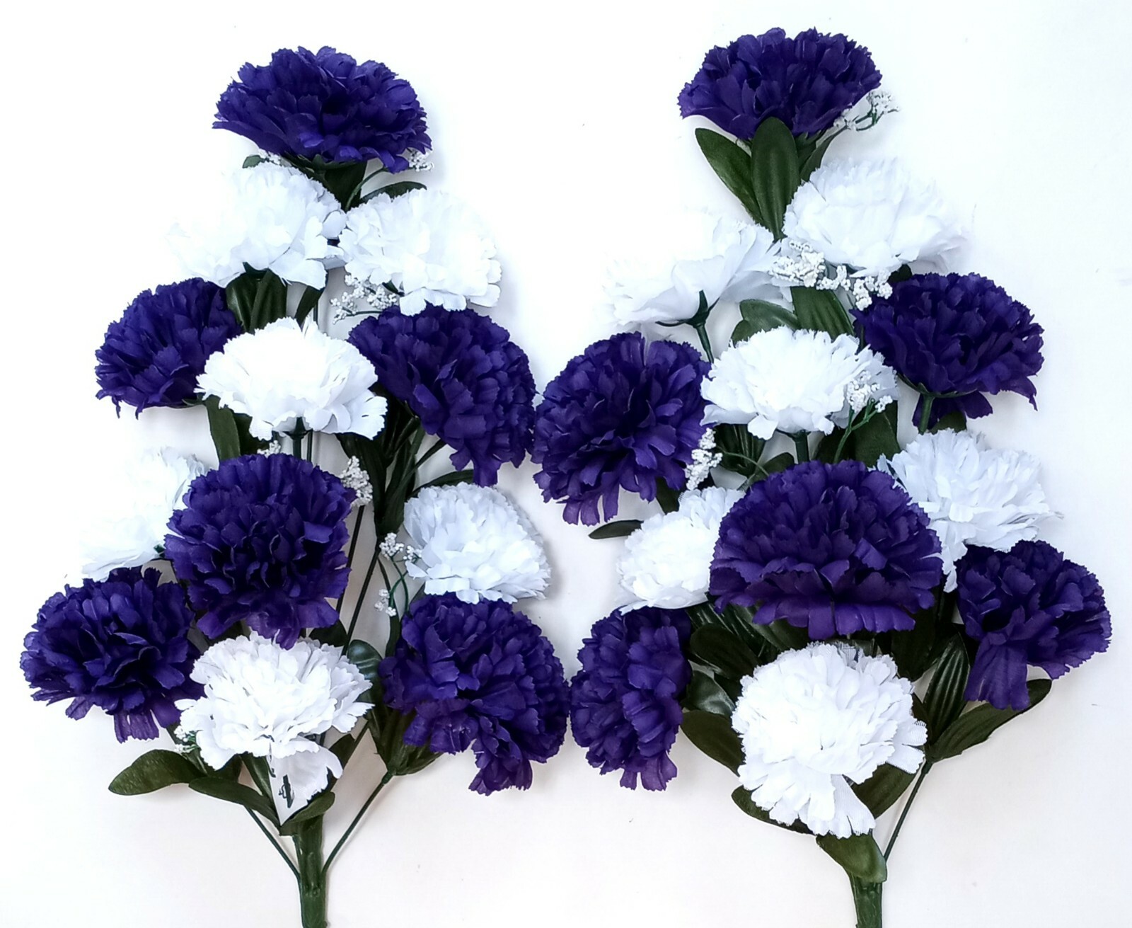 (2 pcs) Purple & White Carnation 20″ Spray Bush Memorial Outdoor Flower #2217