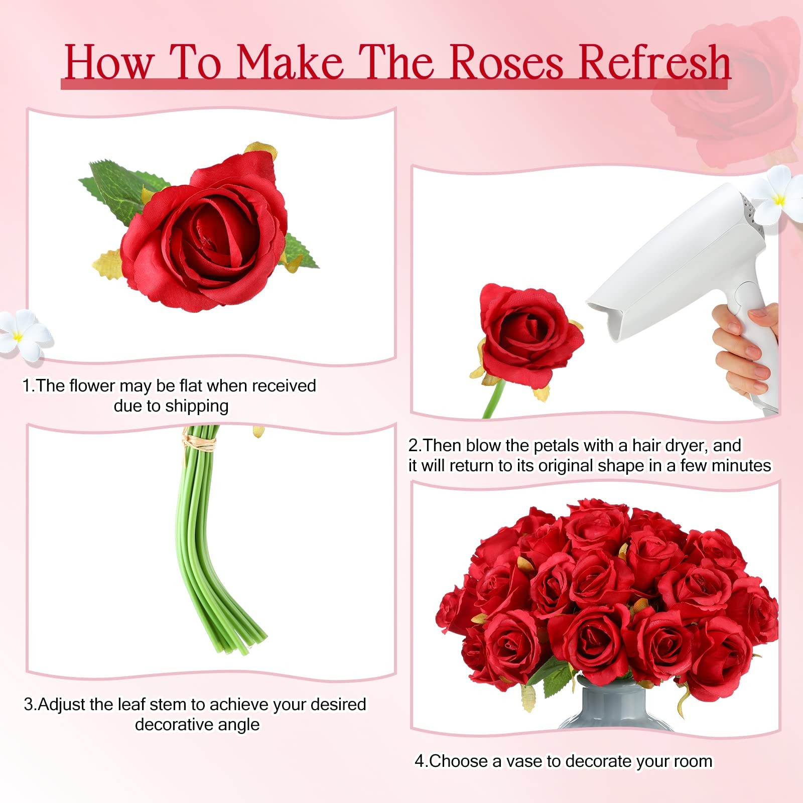 120 Pcs Artificial Rose Flowers Bouquet Bulk Silk Realistic Fake Flowers for …