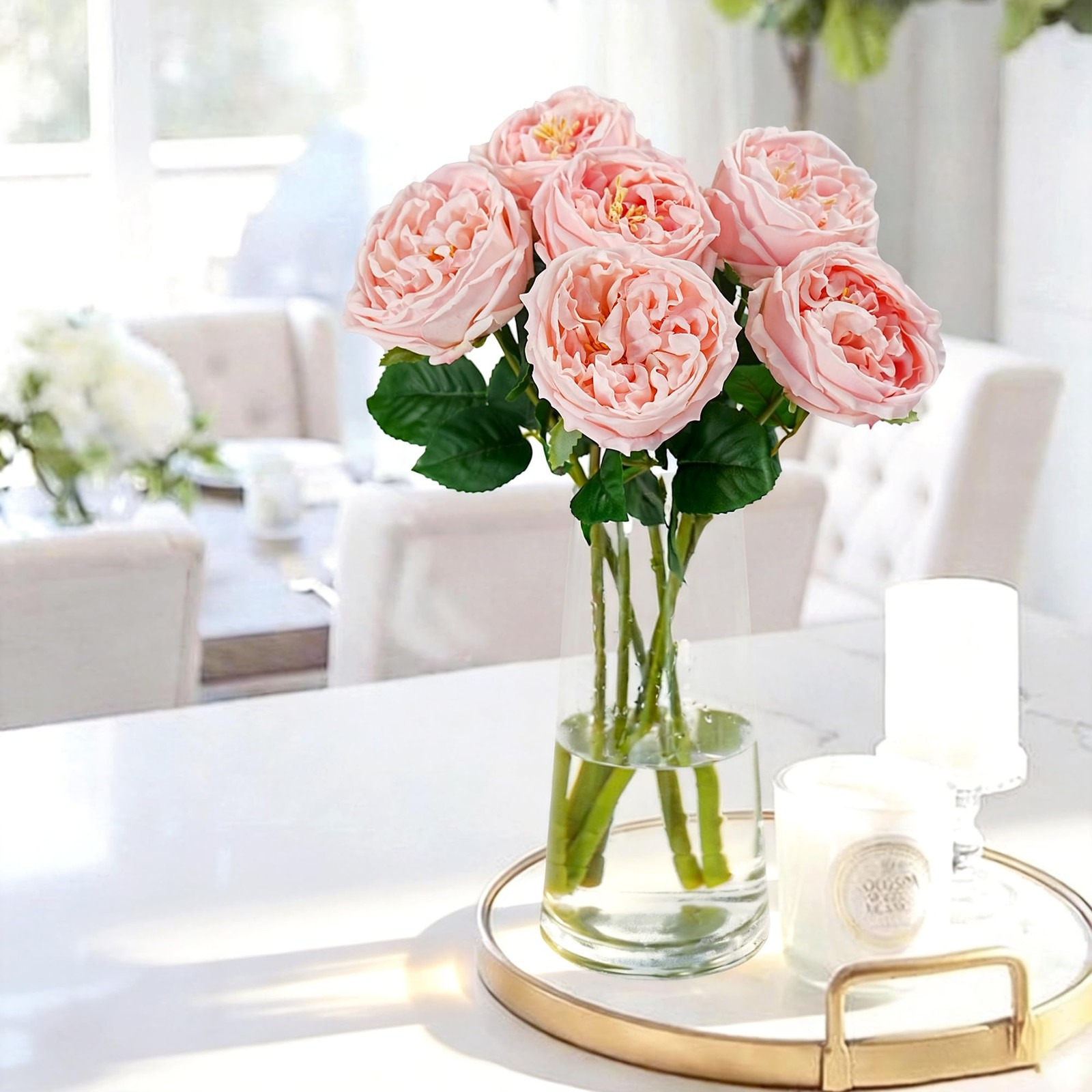 6Pcs Peonies Artificial Flowers, 17” Real Touch Peonies Fake Flower, David A…