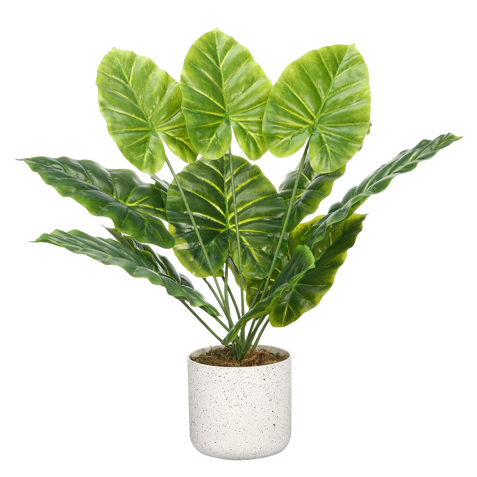 17.7″ Artificial Mini Alocasia Plant in Pot 1 Pot with 2 Lifelike Faux Plants