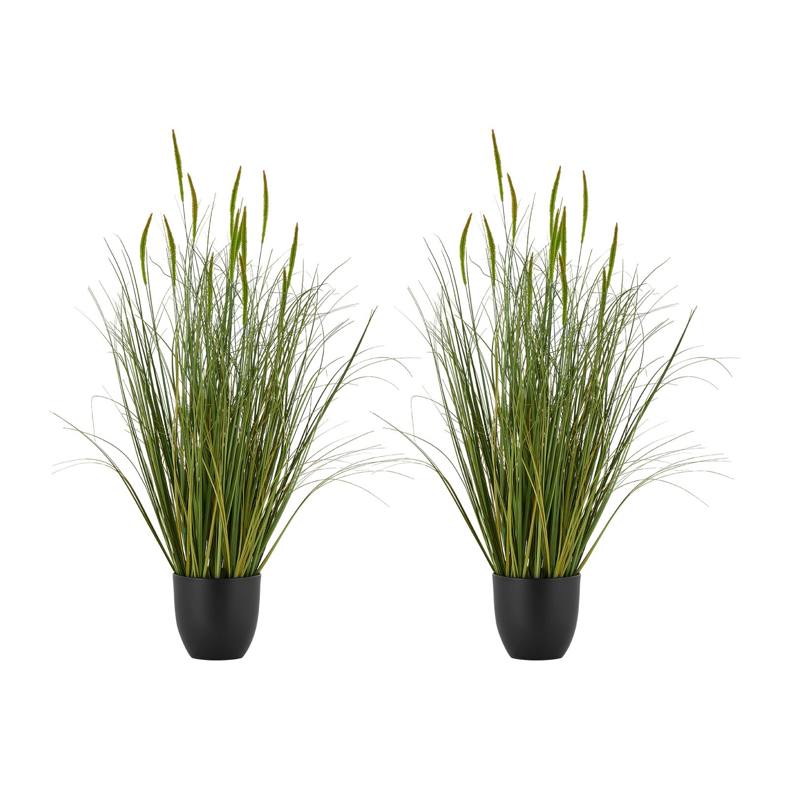 VEVOR Artificial Grass Plant 35 Inch Cattail Grass In Pot 2 Pack Green