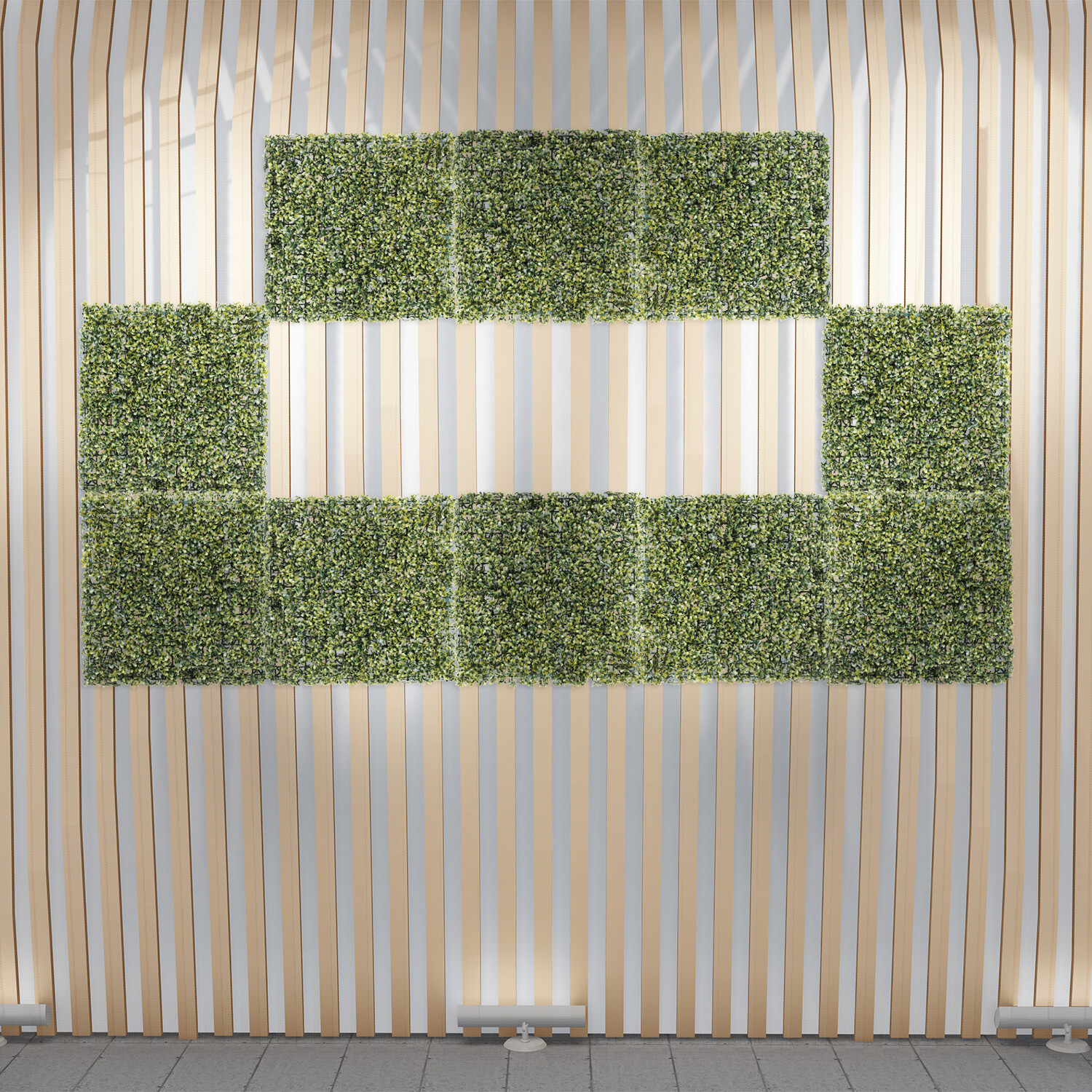 20x20in Artificial Yellow Pittoso Mat Wall Hedge Decor Privacy Fence Panel Grass