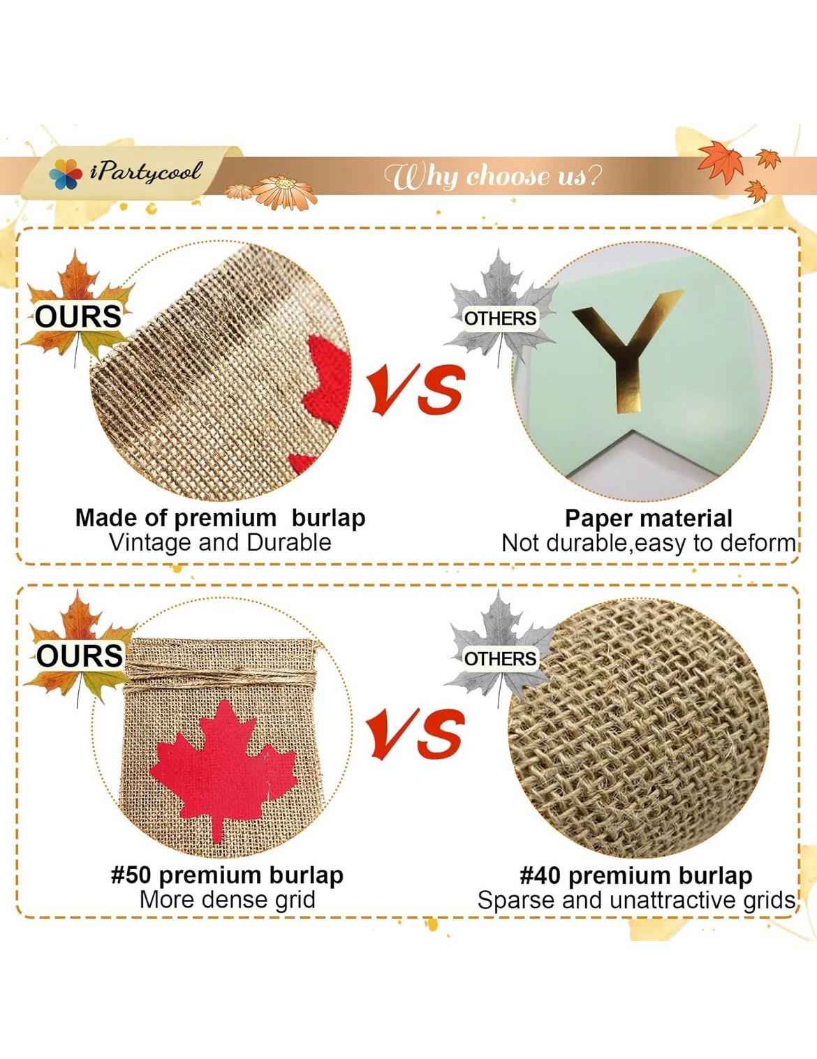 Happy Thanksgiving Banners, Burlap Thanksgiving Party Decorations, Happy Fall