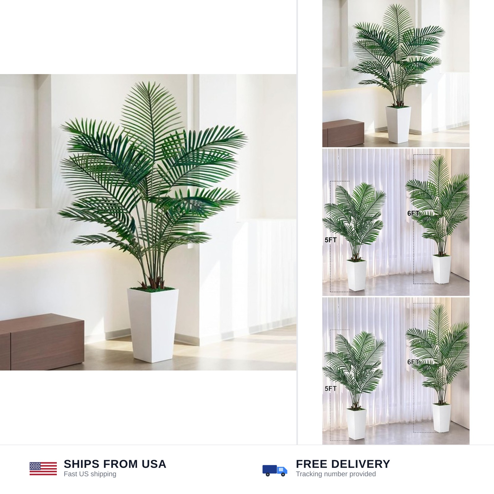 Artificial Palm Tree 6FT Tall, Faux Palm Tree Indoor Outdoor, 72in Fake Tropi…