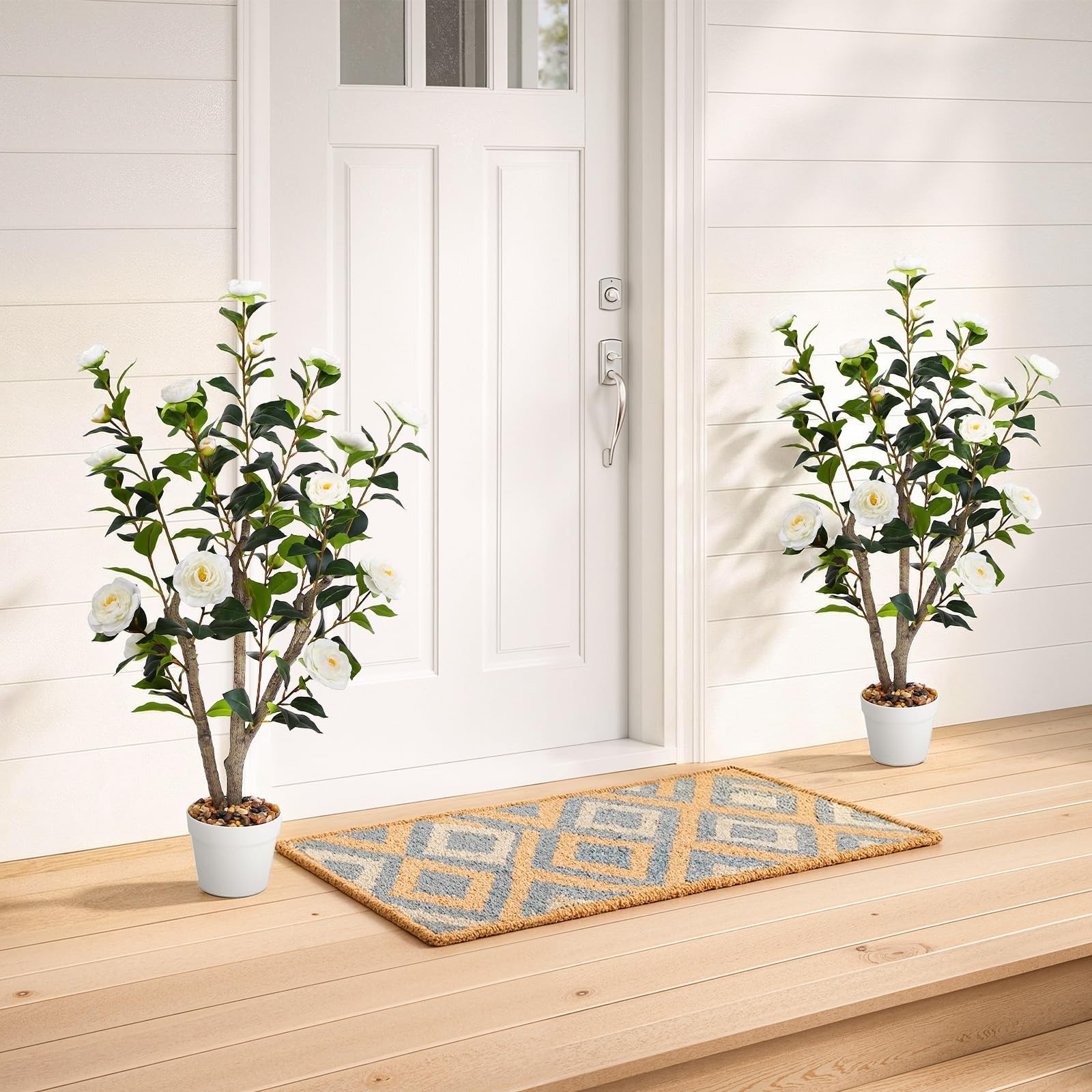 3FT Artificial Camellia Tree 2 Pack, 36“ Faux Camellia Plant in Pot, Floral T…