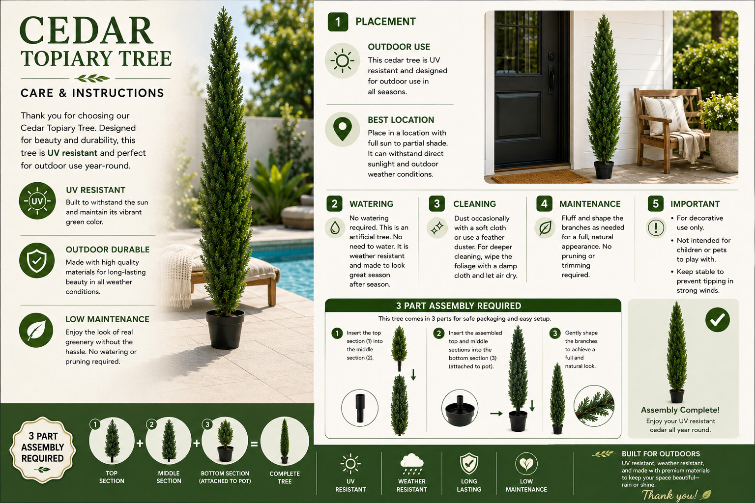 8FT Topiary Cedar Pine Artificial Tree Home Decor UV (Indoor/Outdoor)