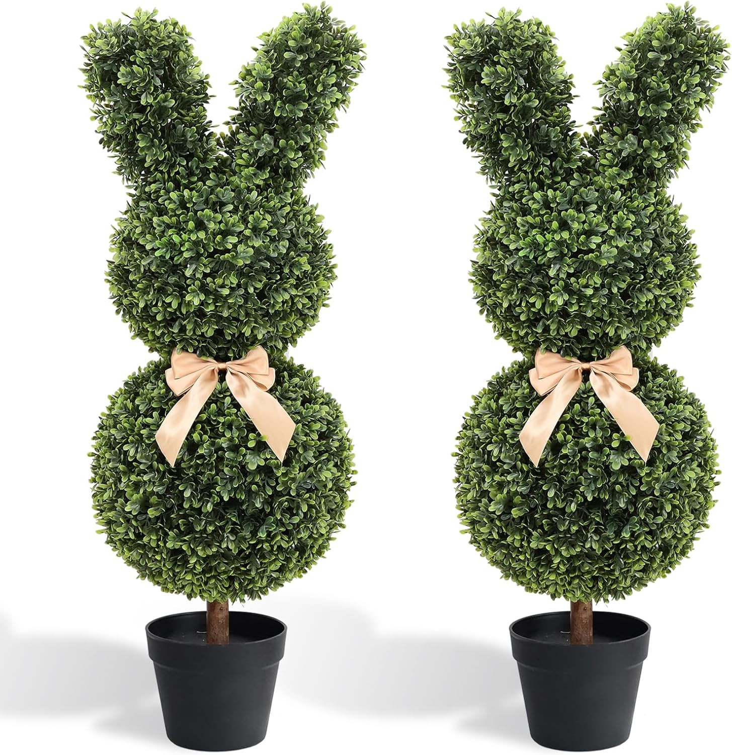 Boxwood Bunny Topiary, 36 Inch Artificial Rabbit Tree for Easter Decor, 3FT Faux