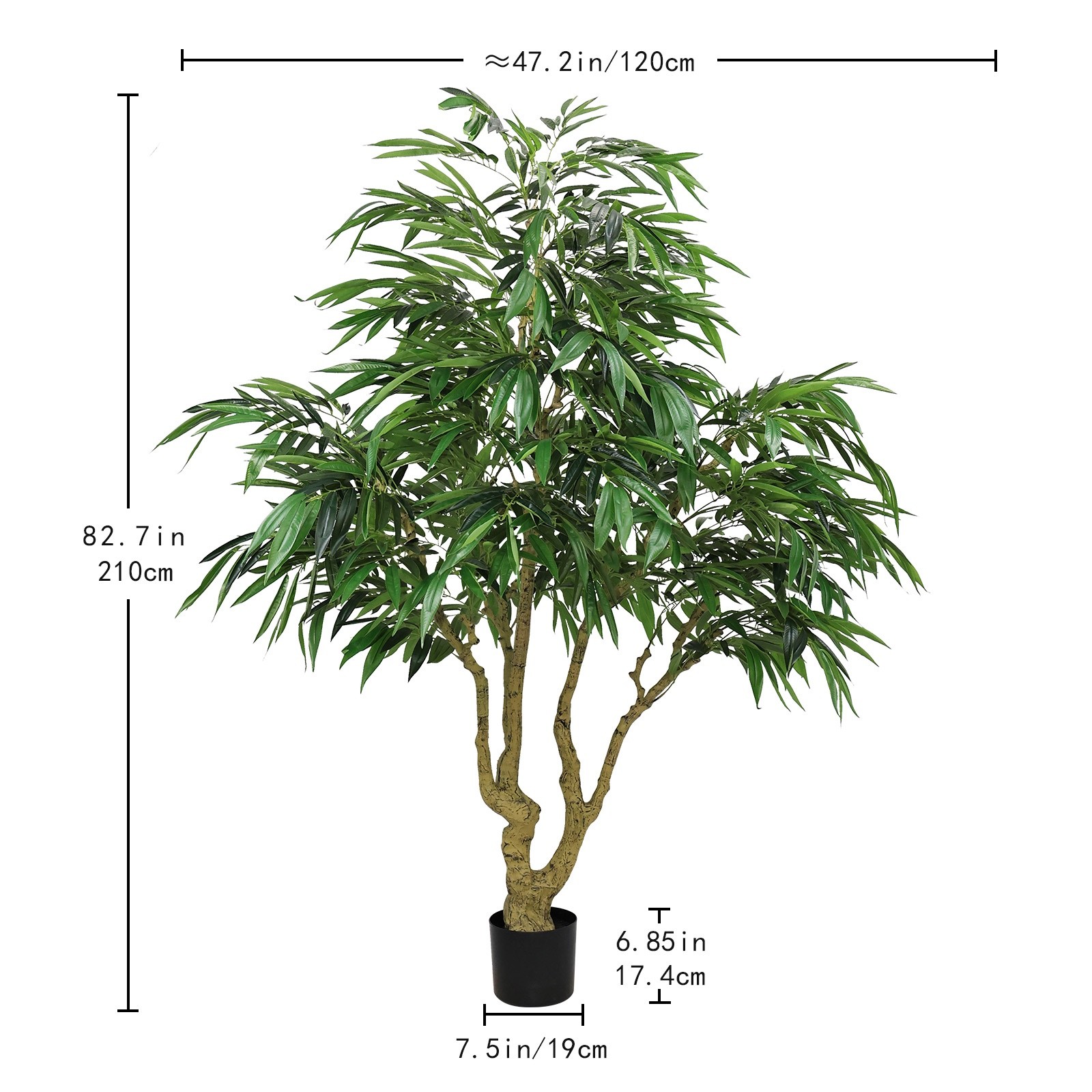7’ Willow Artificial Tree With Natural Trunk Home Decor