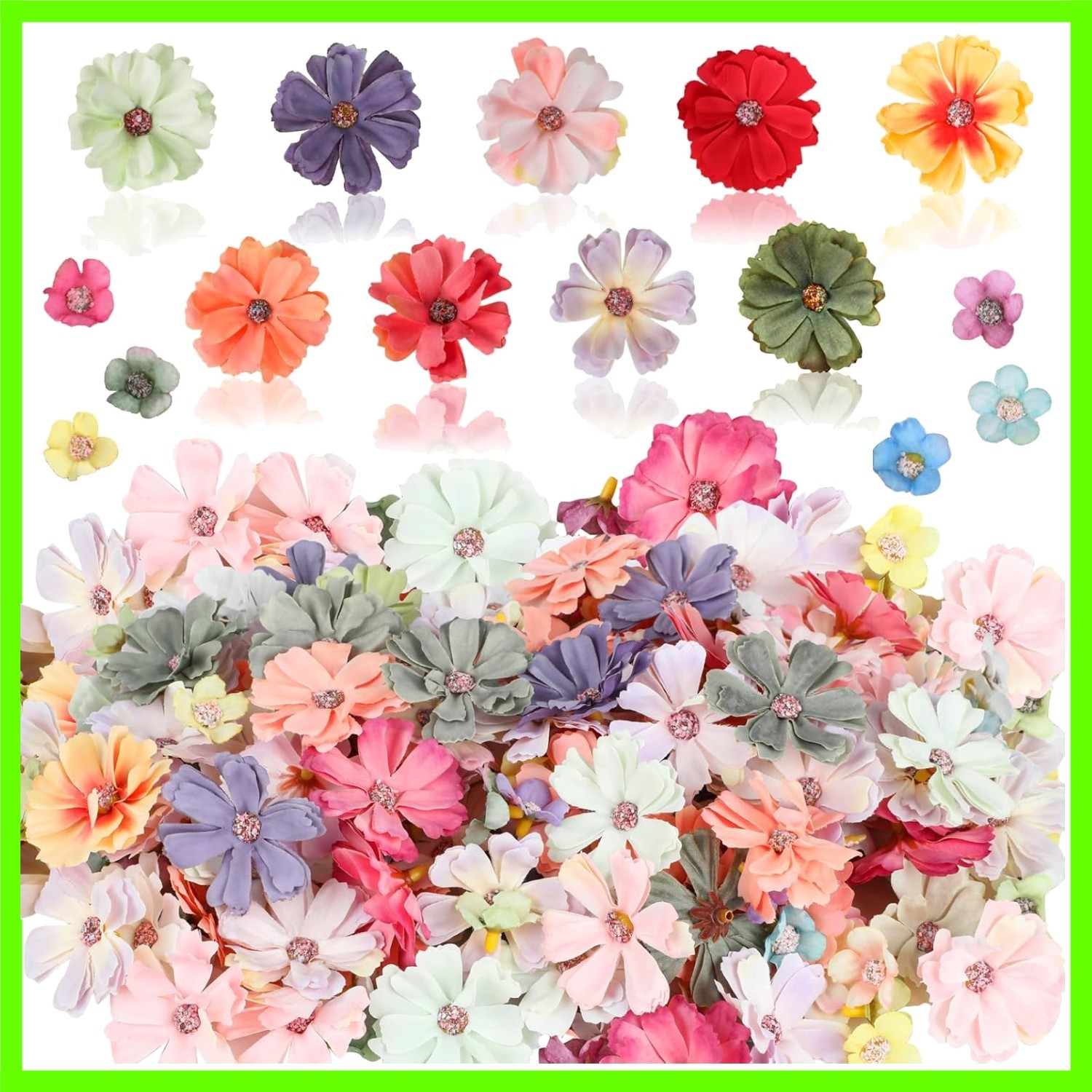 150pcs Mini Faux Flower for Crafts,Artificial Flower Heads Daisy Peony Flower…