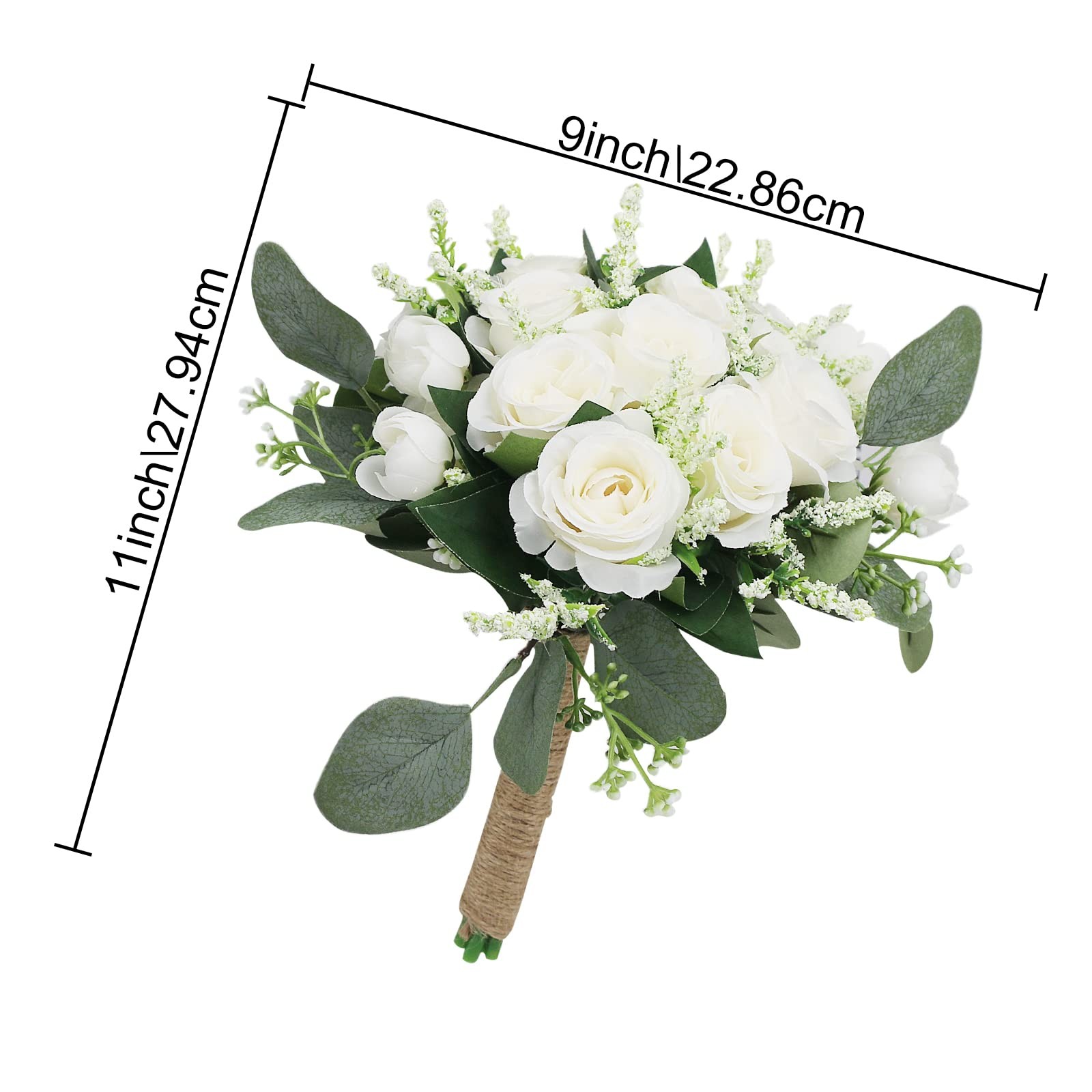 1 PCS 7 Inch Ivory Artificial Bridesmaid Wedding Bouquet Bridal Fake Flowers
