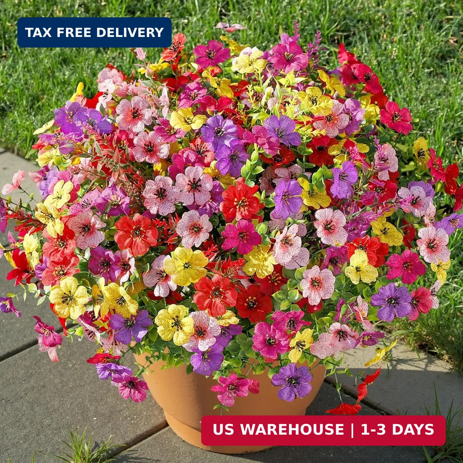 24 Bundles Artificial Flowers UV Resistant Faux Plants Outdoor Decor