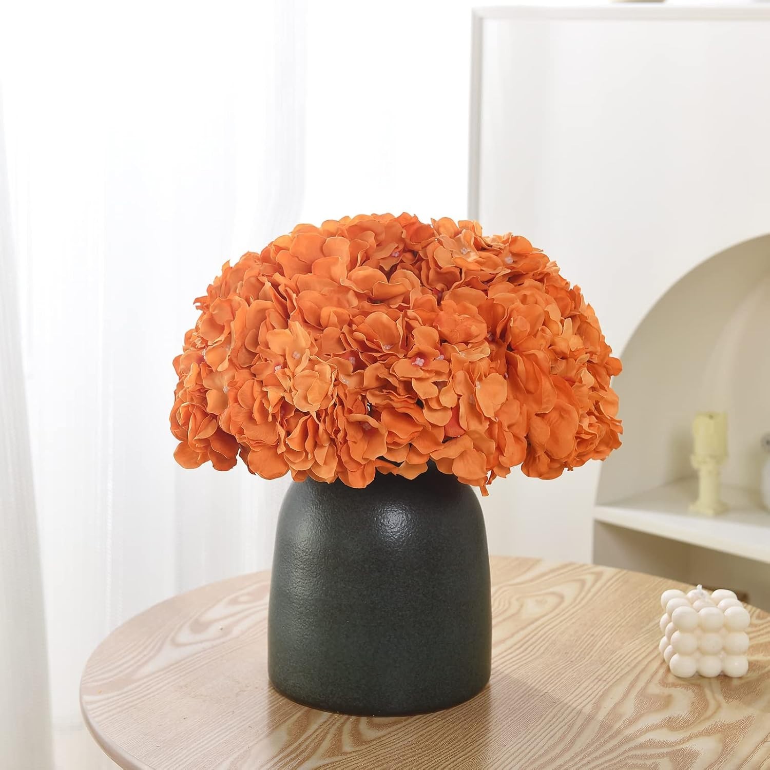 Realistic Silk Hydrangea Flower Heads – 10PCS Orange for Indoor Decor