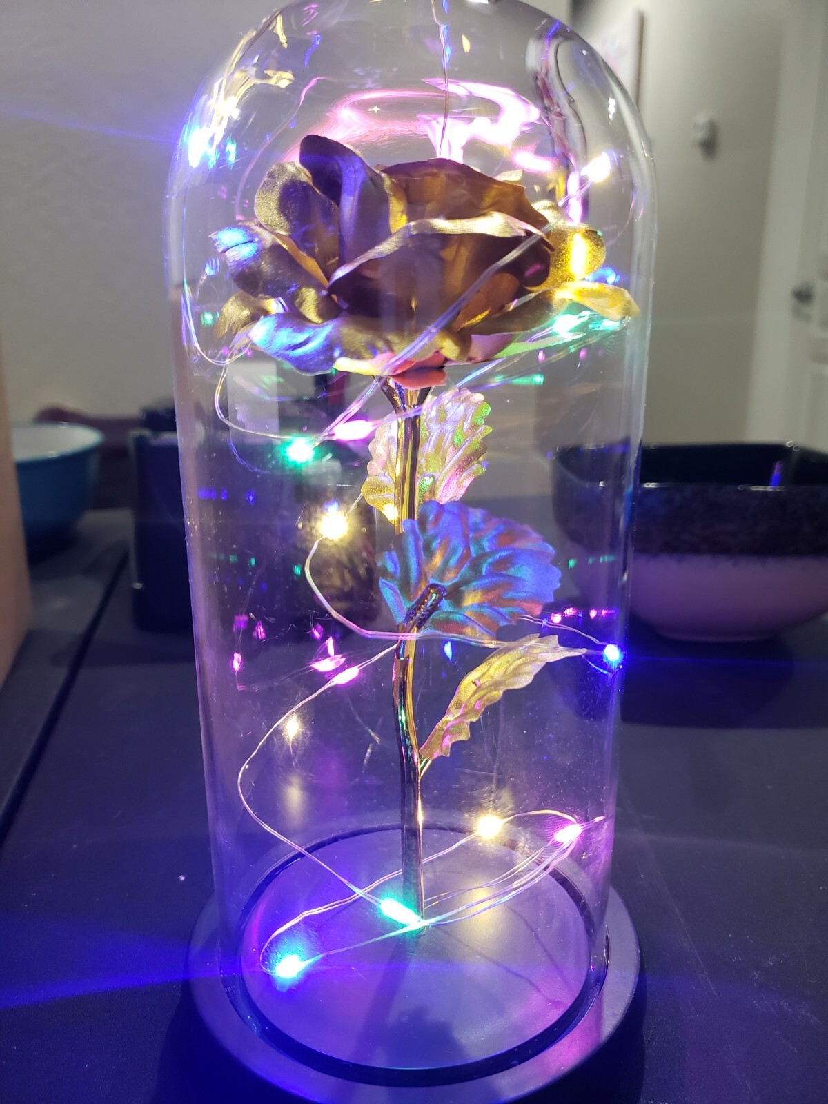 Galaxy Rose in Glass Dome LED Enchanted Flower Valentine’s Day Birthday Gift