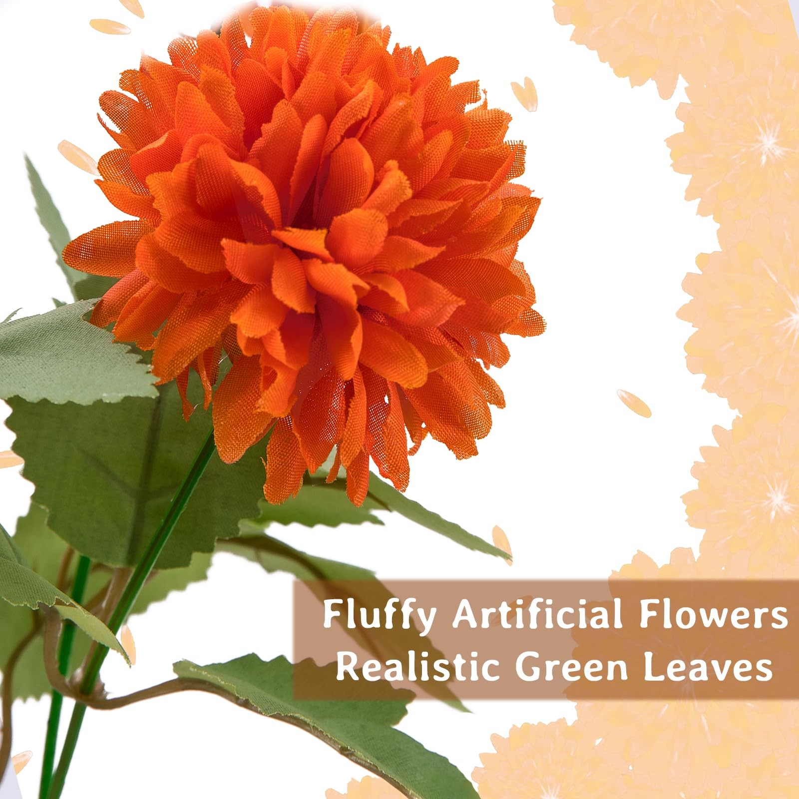 Artificial Silk Marigold Flower Heads Bouquet 12 Inch Orange Yellow 4 PCS