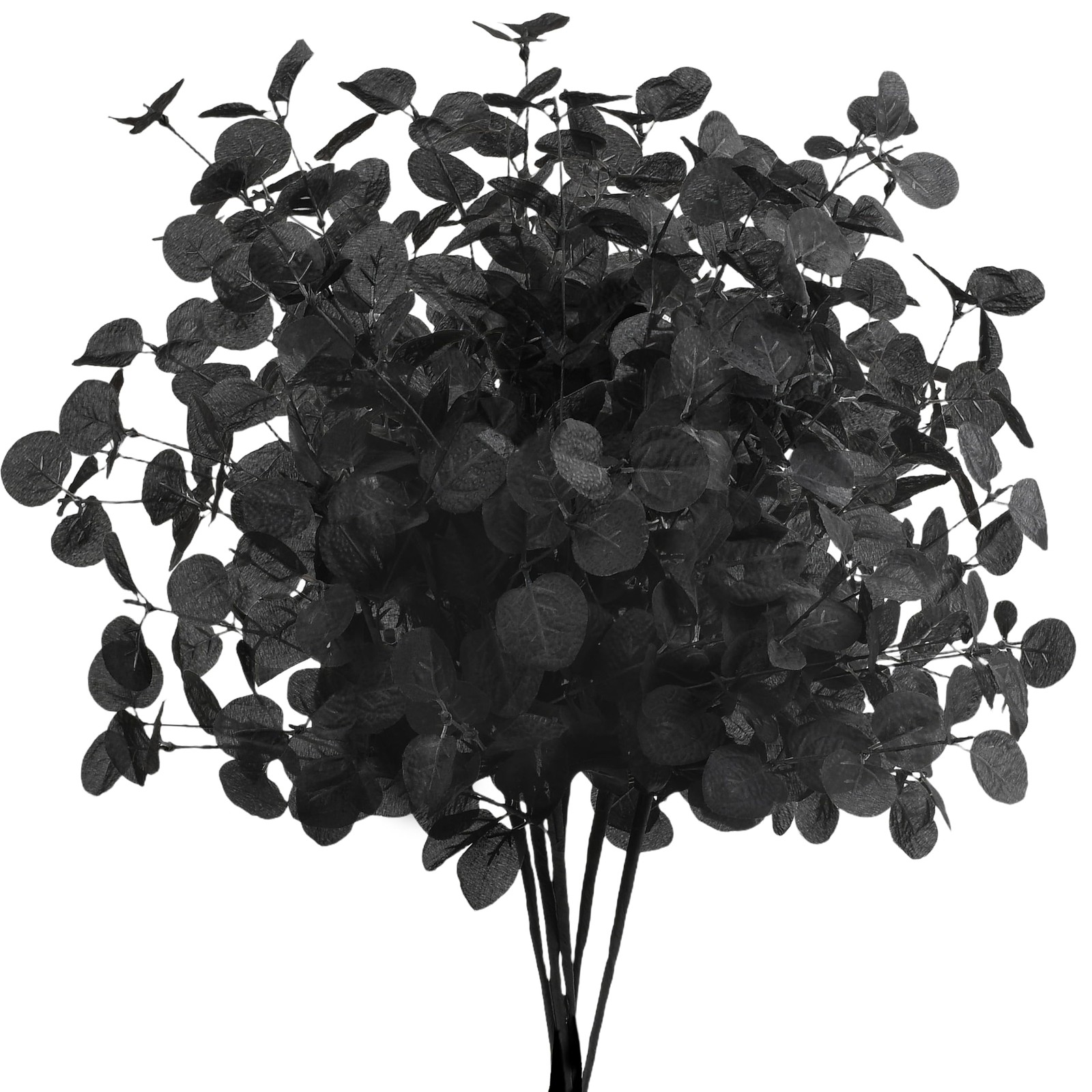 6Pcs 24 Inch Black Artificial Eucalyptus Stems, Faux Eucalyptus Leaf Branch B…