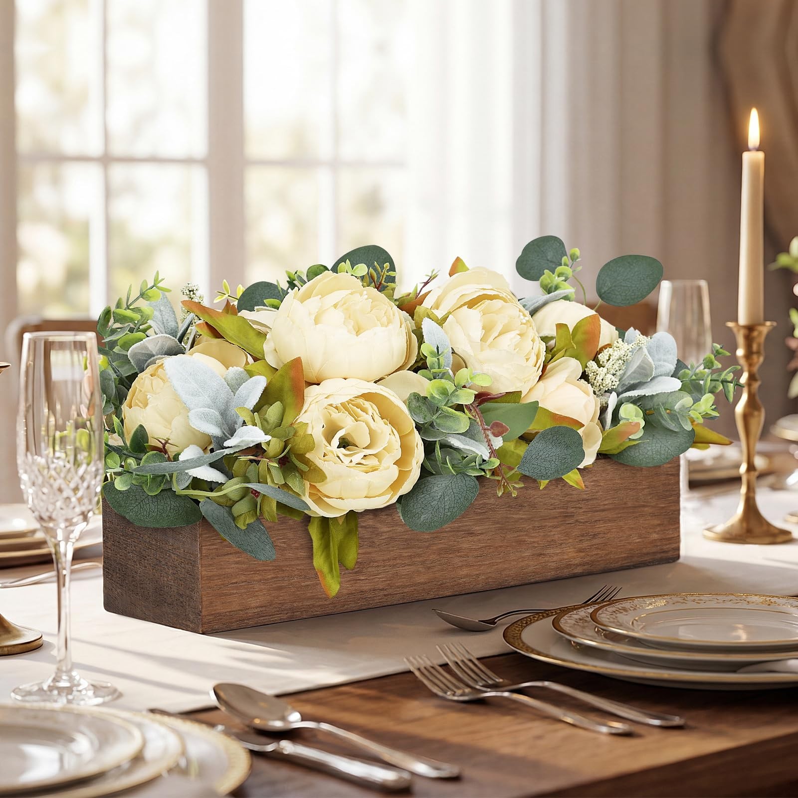 Flower Table Centerpieces for Dining Room, Summer Artificial Peony Table Cent…