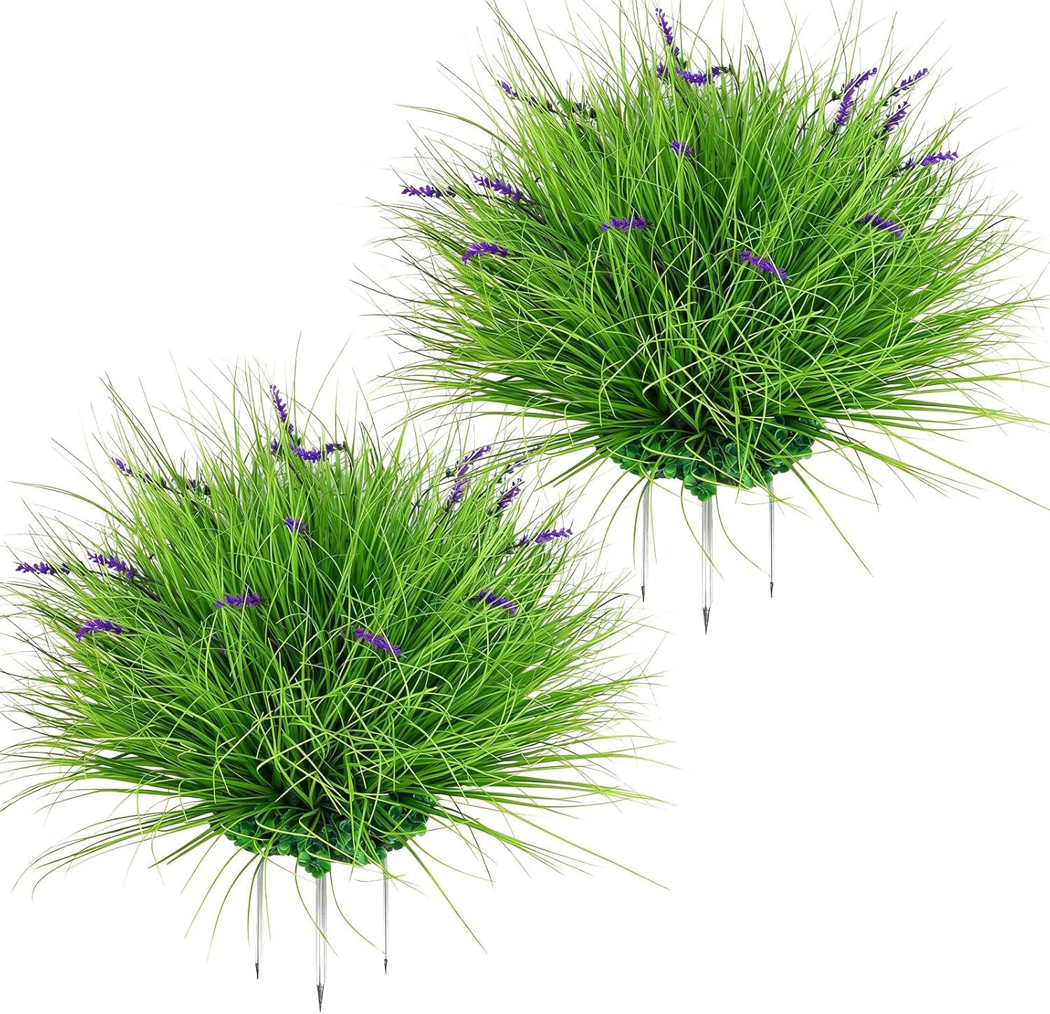 UV Resistant Fake Lavender Flowers – 13” Tall Faux Plant for Outdoor Decor (2)