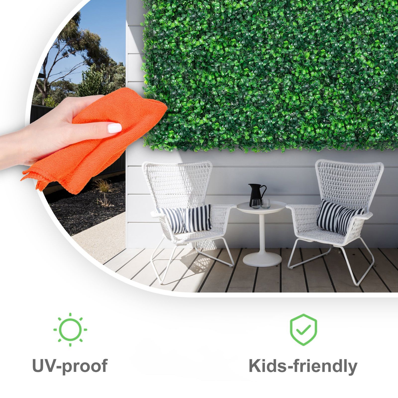 12PCS 20x20in Artificial Boxwood Panels, 33sq ft, UV-Protected Green Wall