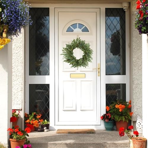 22 inch Olive Wreaths for Front Door Greenery Wreath with Olive Leaves, Bean