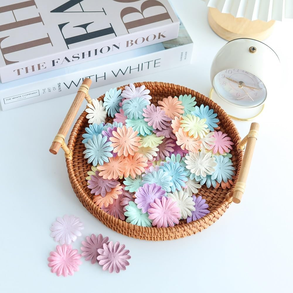 Artificial Flowers 100 Pcs Handmade Mulberry Paper Daisy Petals 40x40mm Mulberry