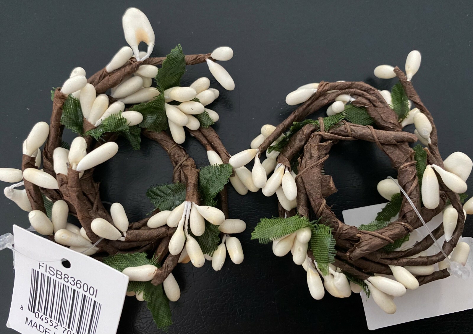 2 NEW CWI Ivory Pip Berry Candle rings -1″ opening