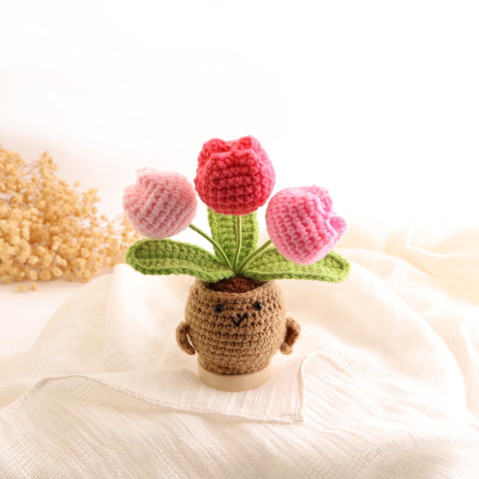 Hand-Woven Mini Tulip Potted Plants, Desktop Ornaments, Timeless Home Office …