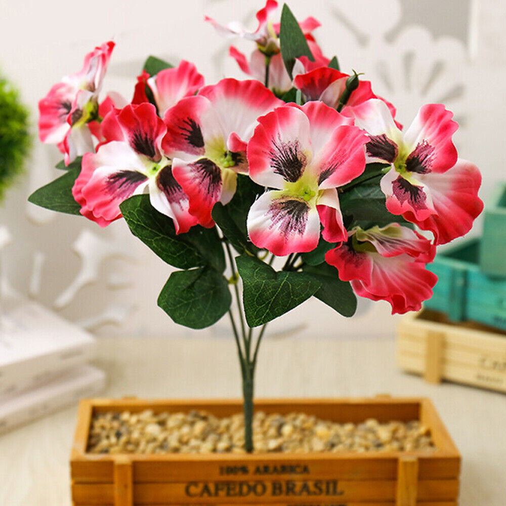 10 Heads Stems Artificial Silk Flowers Pansy Bunch Home Wedding Garden Outdoor