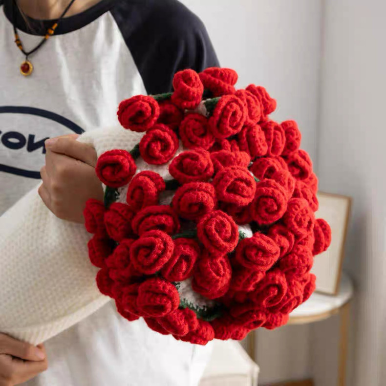 Flower Bouquet Blanket,DIY Handmade Crochet Rose Blanket,Knitted Throw Blankets