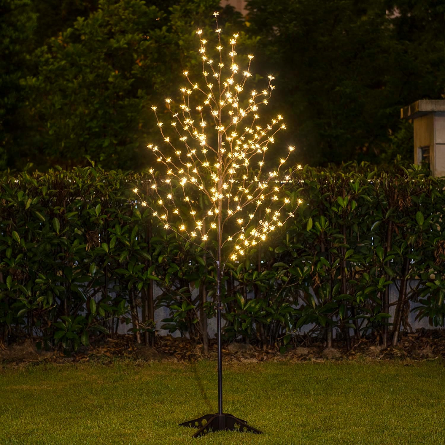 6.5 Feet 208L LED Lighted Cherry Blossom Tree, Warm White, Decorate Home Garden,