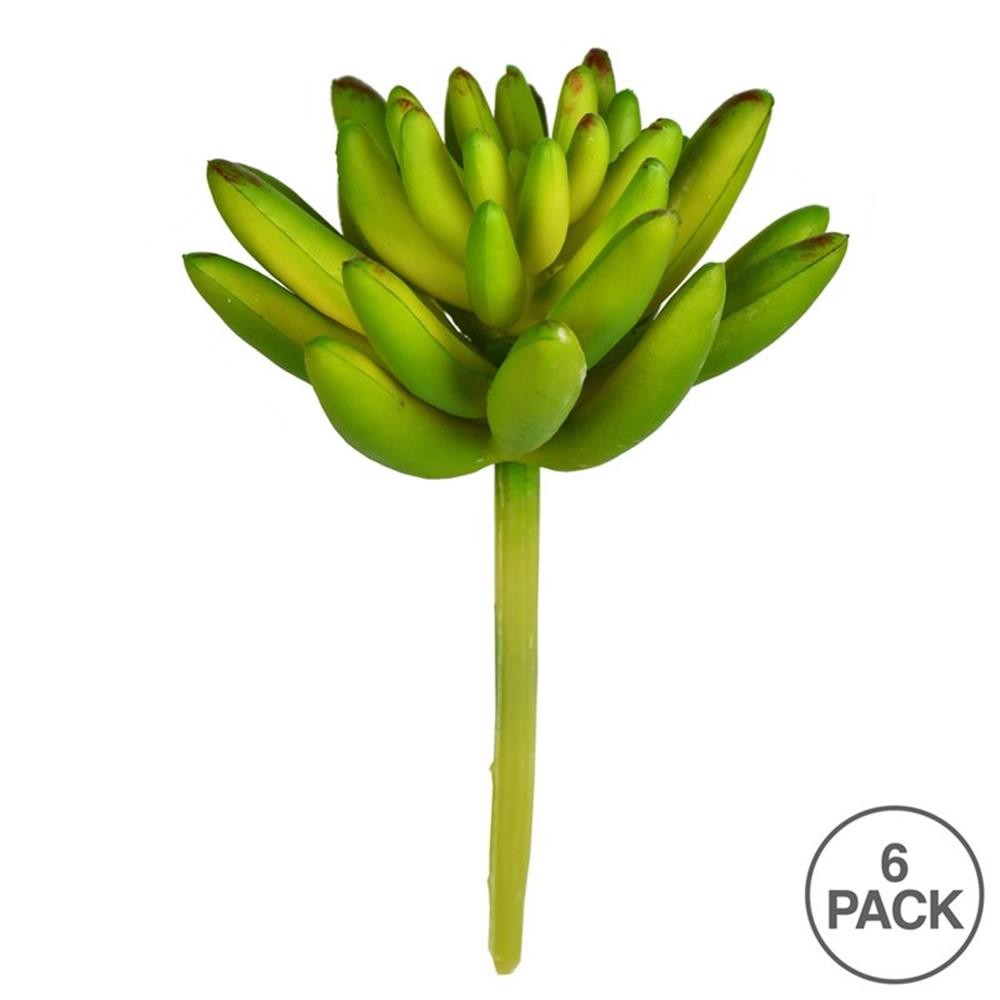 Vickerman 4″ Artificial Assorted Succulent Picks in Green (Set of 6)