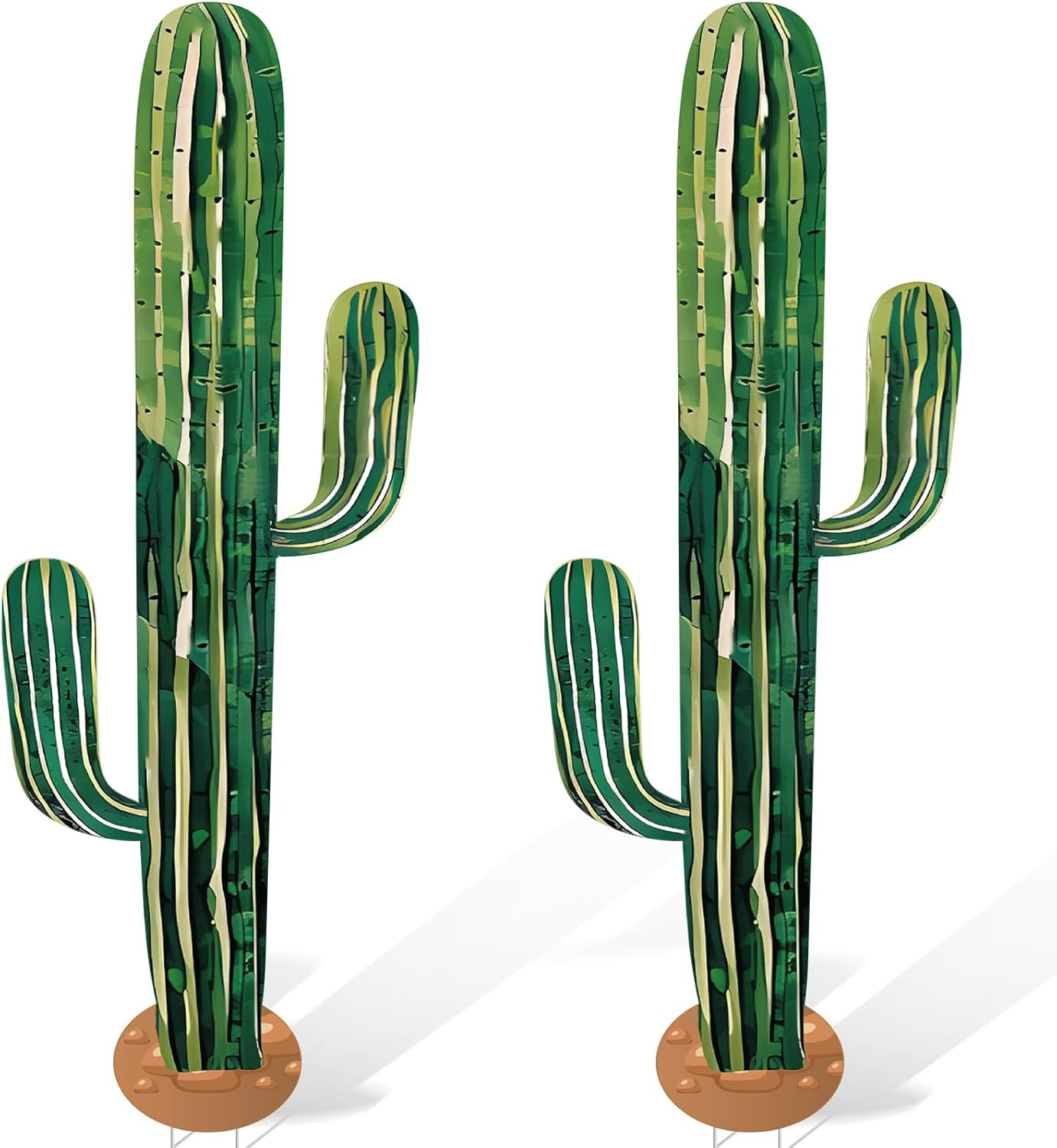 2 Pcs 3.3 Feet Large Boho Cactus Yard Stakes Signs Western Cowboy Party Jointed