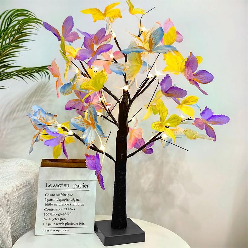 Tabletop Bonsai Tree LED Light Butterfly Design DIY Night Lamp Home Decor