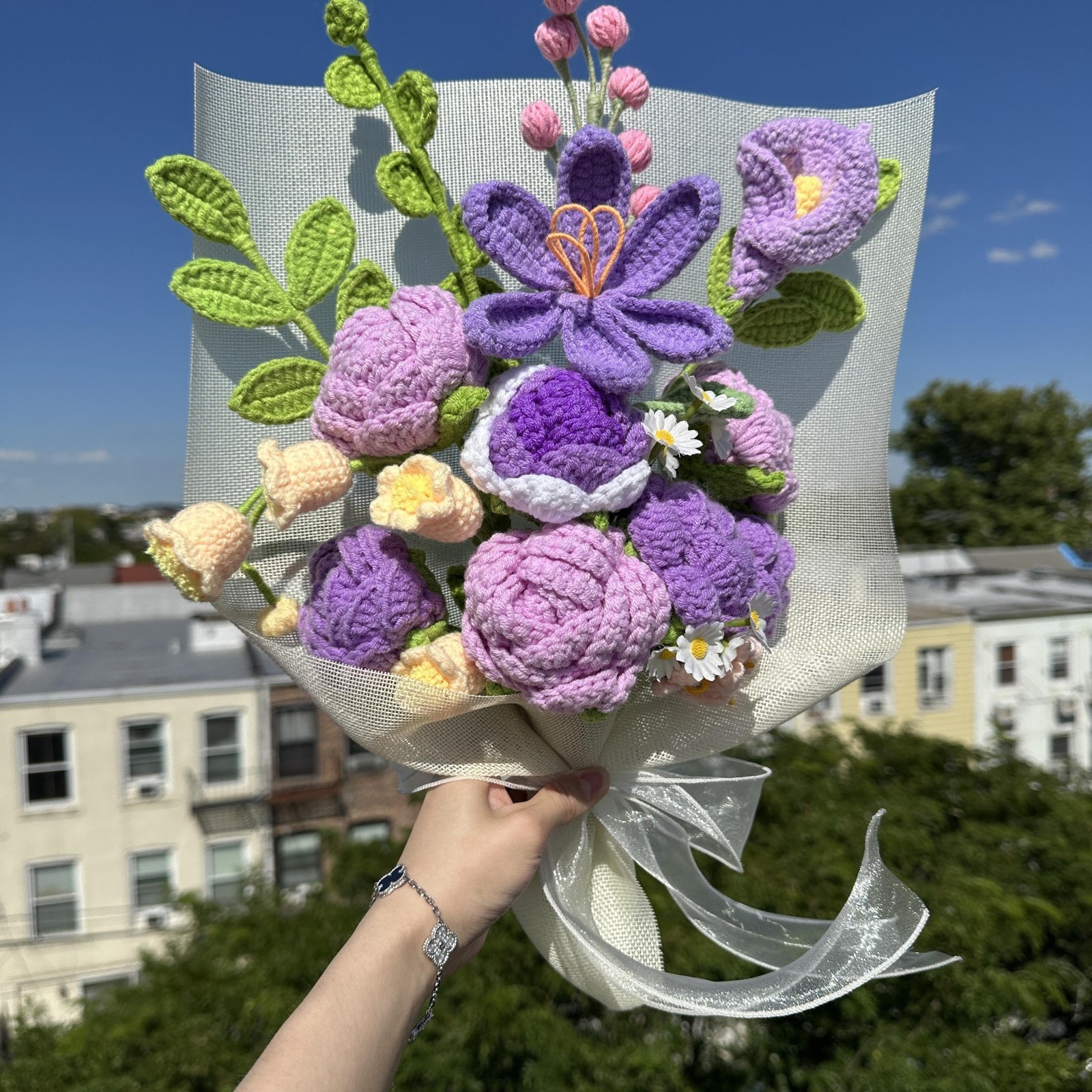 Crochet Rose Bouquet Handmade Forever Flowers Anniversary Gift for Her