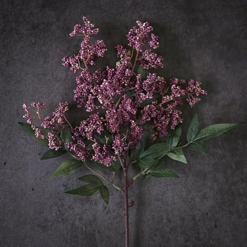 Set of 6 Dusty Plum Artificial Nandina Berry Stems – 17″ Realistic Faux
