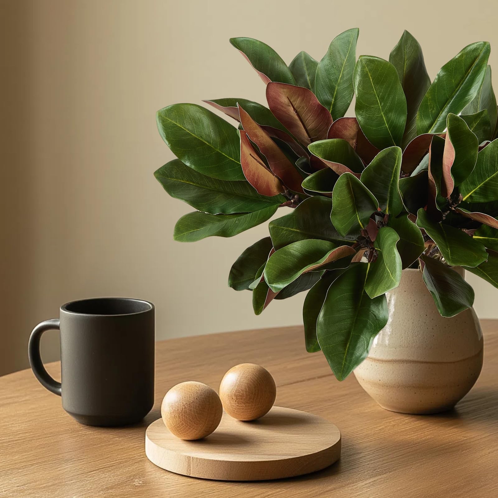 OBDXZHC 4 Pcs Magnolia Artificial Leaves Branches 22 Inch 3D Real Touch Faux …
