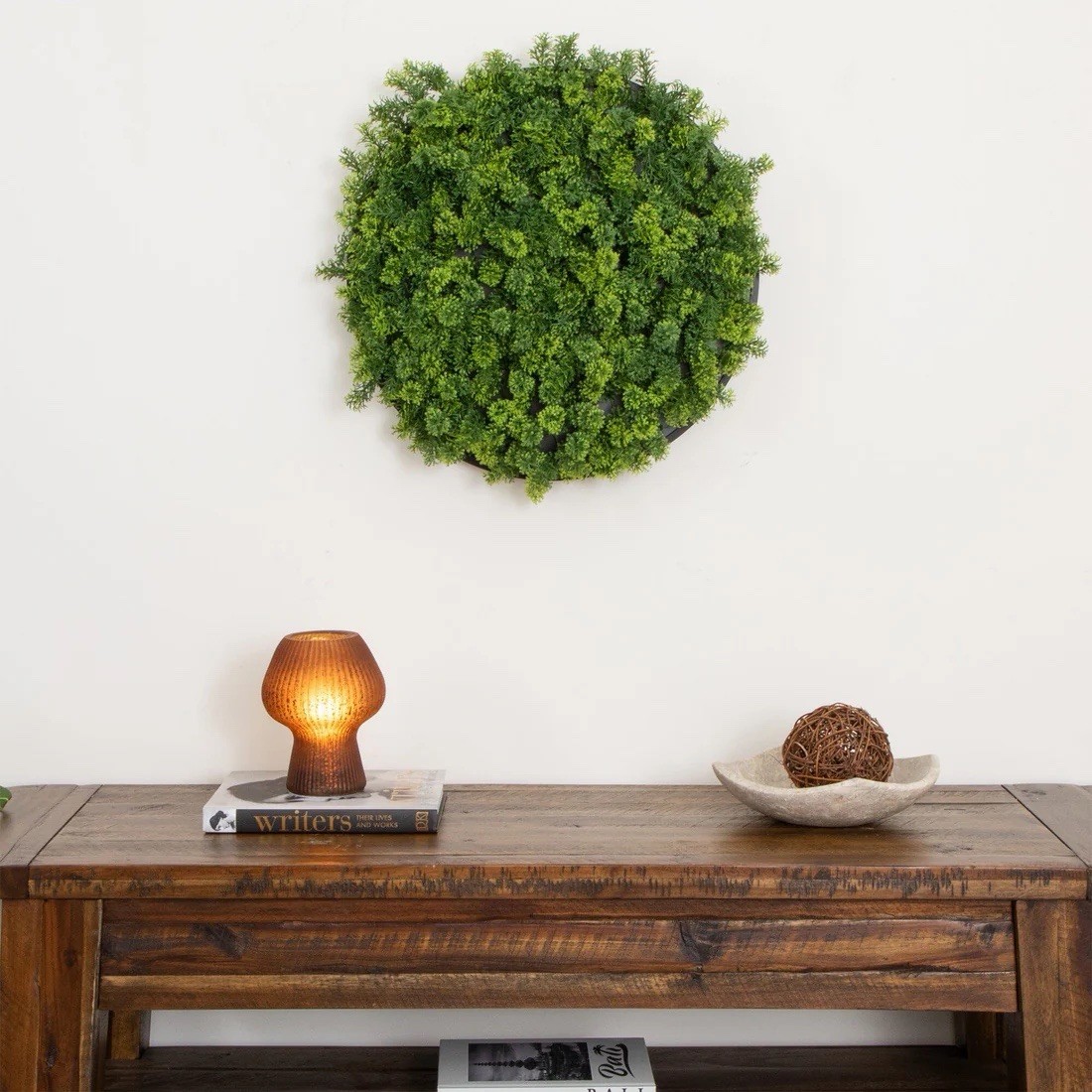 Artificial Boxwood Topiary Ball Wall Decor, Green Nature Theme, 20″ Dia