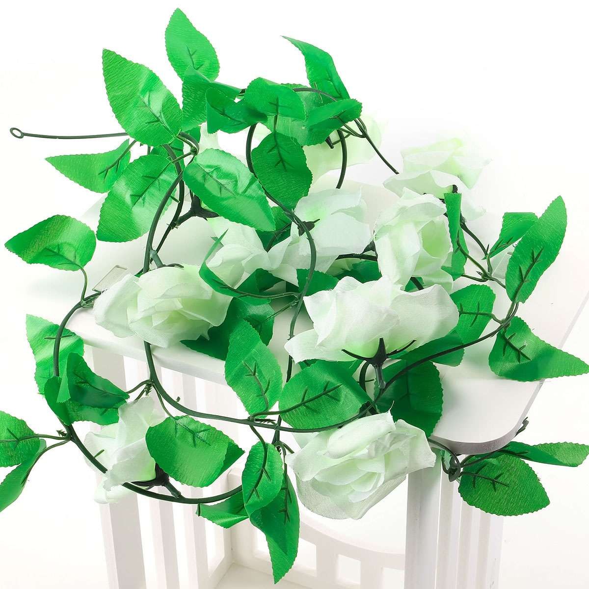 90in Artificial Silk Rose Leaf Garland Vine Ivy Flower String Wedding Home Decor