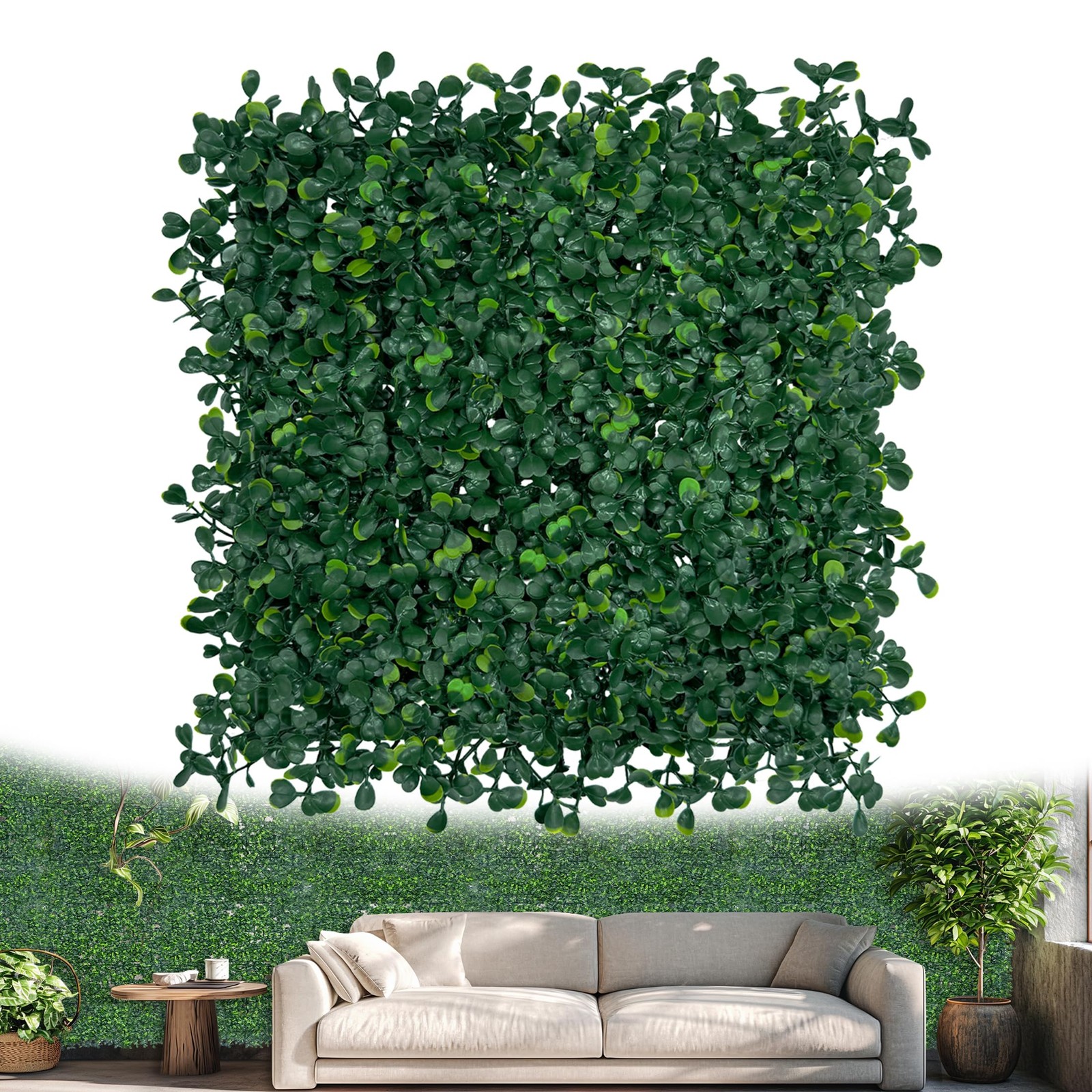 Artificial Greenery Grass Wall Panel, 10×10 Inch 6-Pack (4.2 sqft), UV-Anti F…