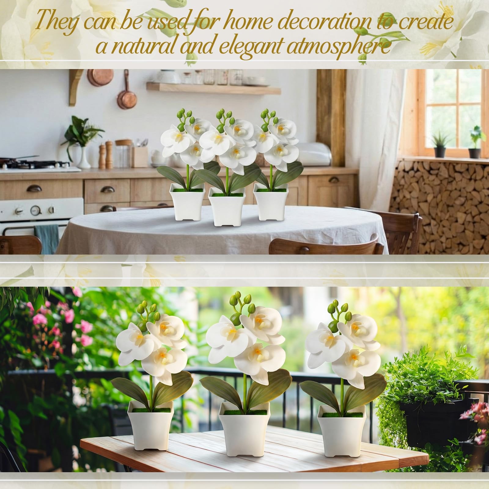 10 Set Artificial Orchid Flowers 7.48 Inches Potted Flowers Fake Orchids with…