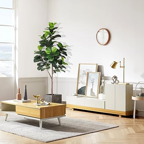Artificial Fiddle Leaf Fig Tree – 6.5ft Faux Ficus Lyrata Plant with 6ft 6in