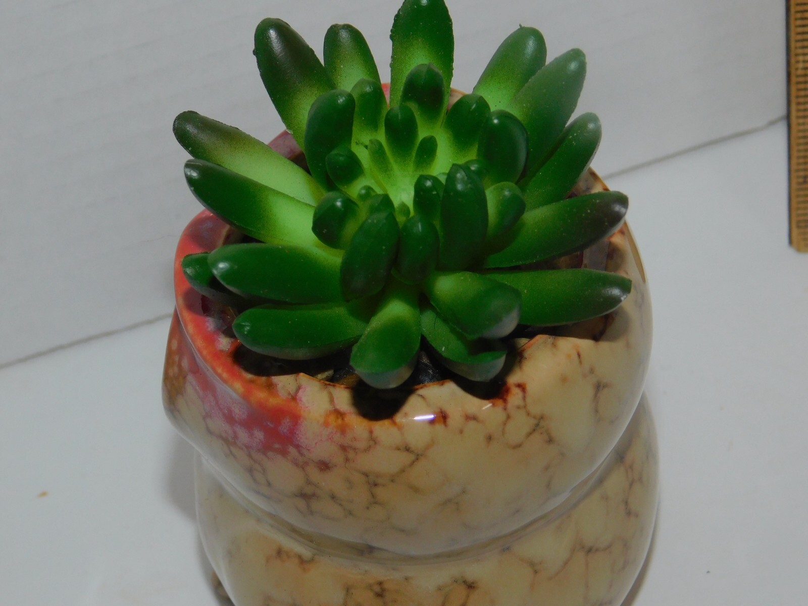 Artificial Succulent Plant in Owl Planter About 4 inch