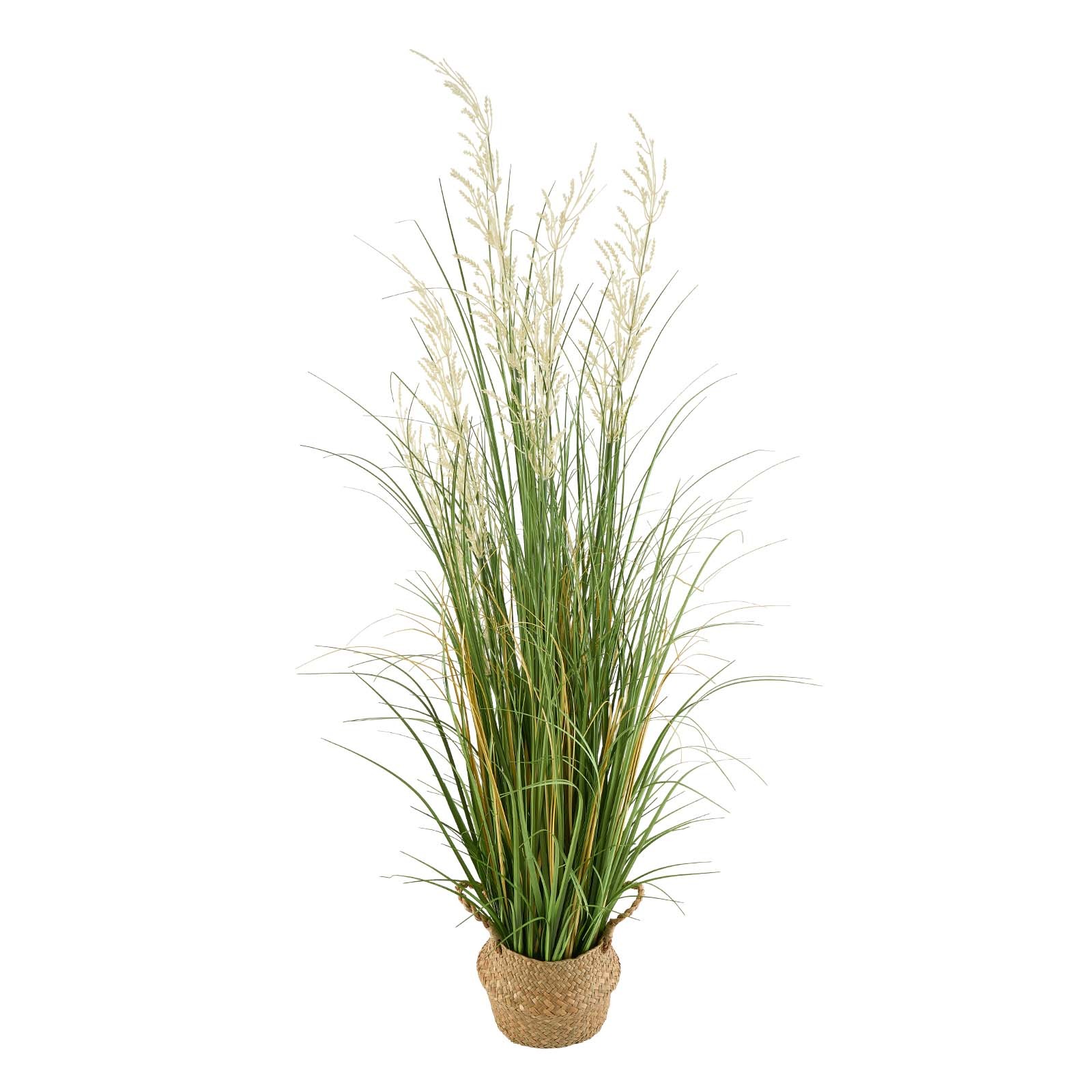 Uimoso Artificial Grass Plant 47-Inch Reed Flower Grass in Pot, Green, 1 Pack