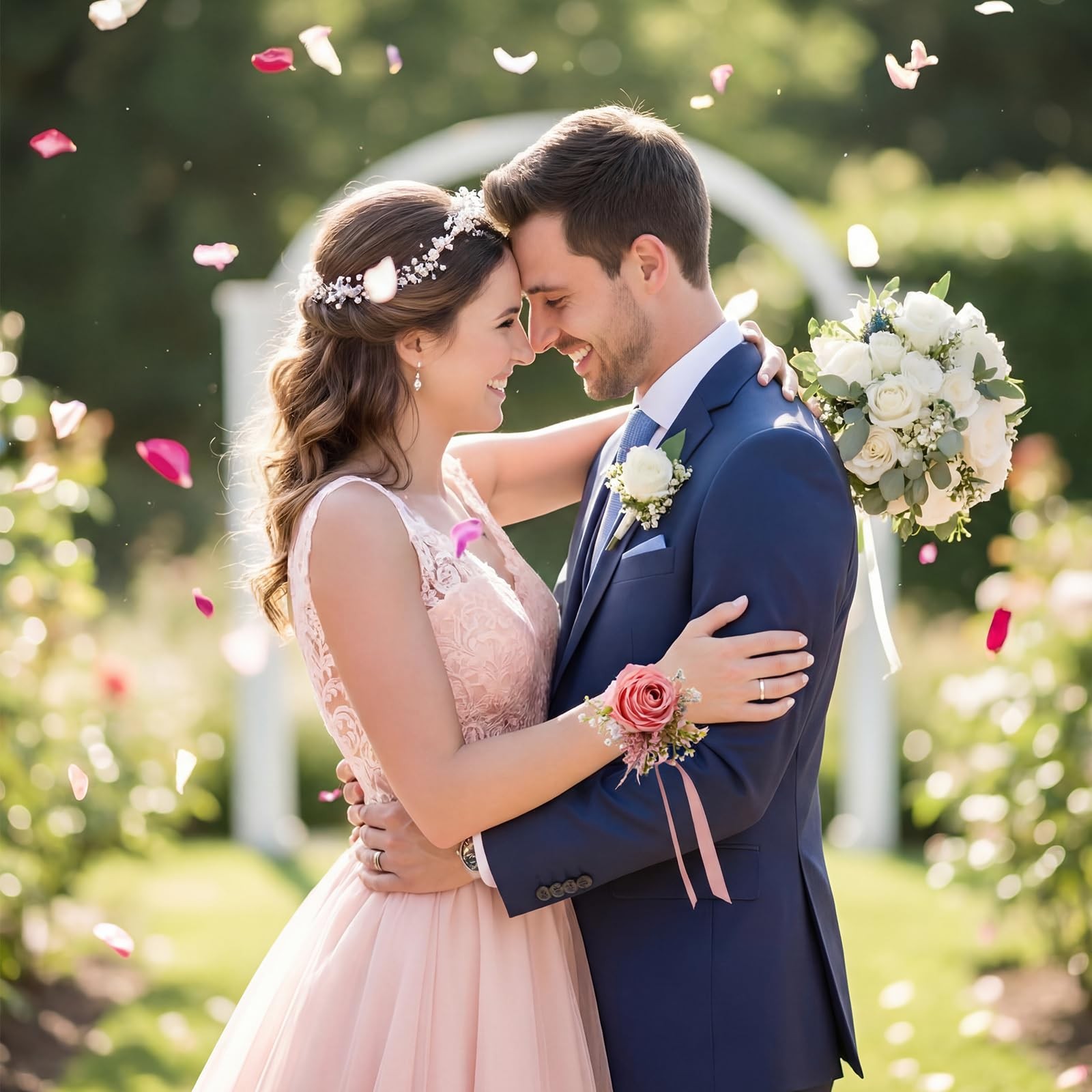 Dusty Pink Wrist Corsage Wedding Bridal Hand Flower Decor Prom 6 PCS
