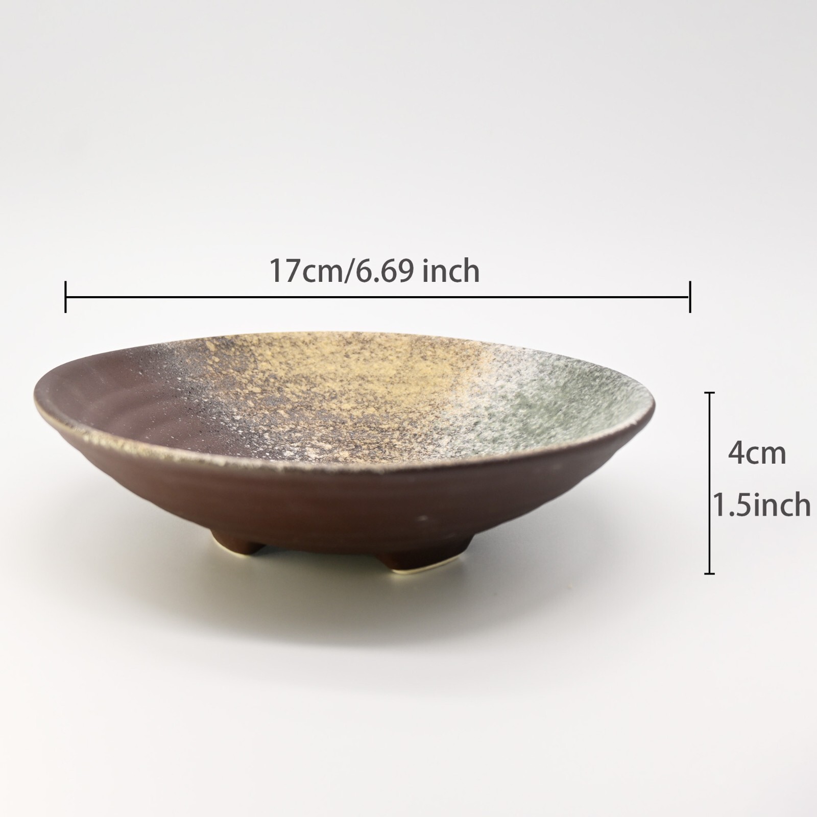 Colorful Kiln-Changing Low-footed Tripod Bowl, Japanese Ikebana Flower Arranger