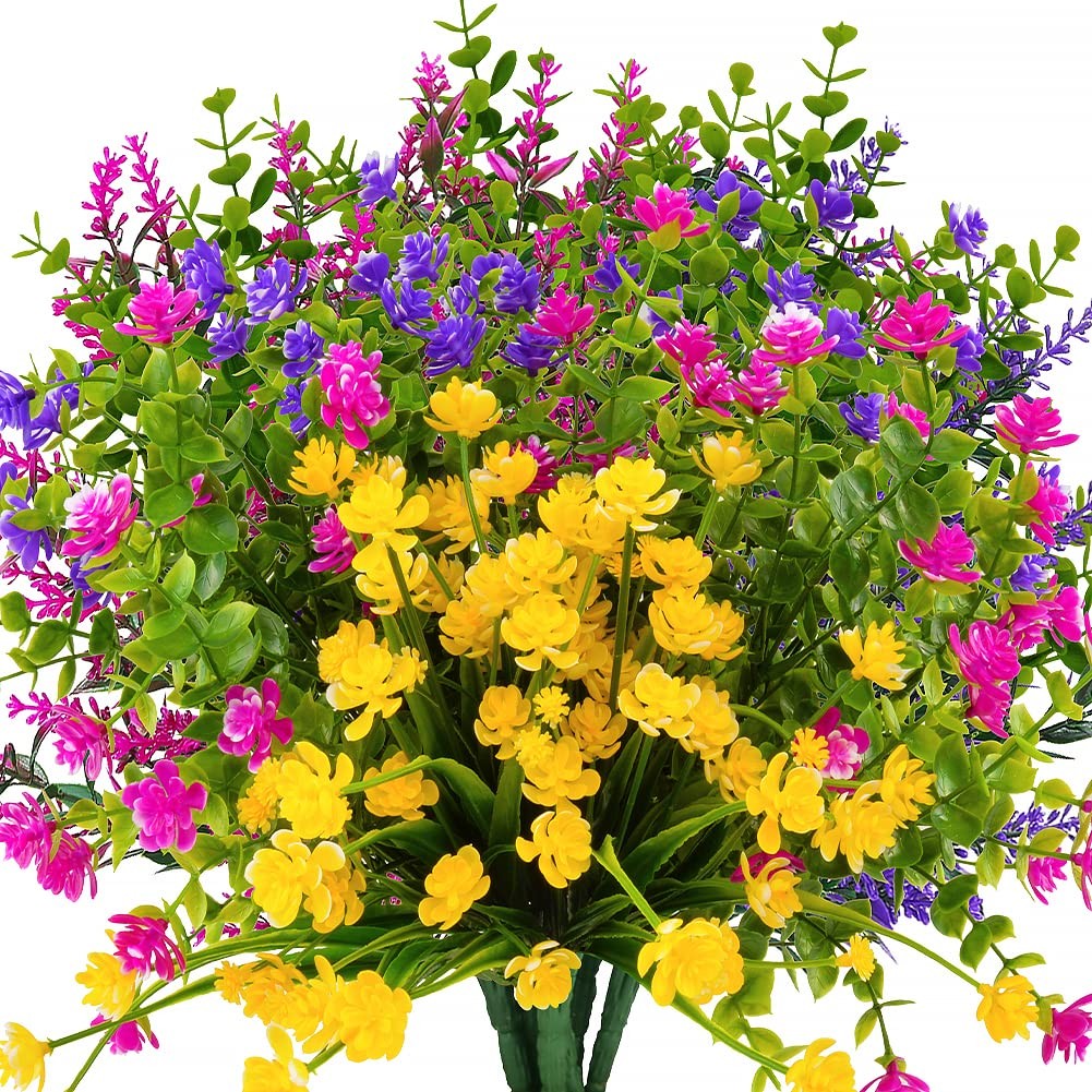 12 Bundles Outdoor Artificial Fake Flowers UV Resistant No Fade Boxwood Faux …