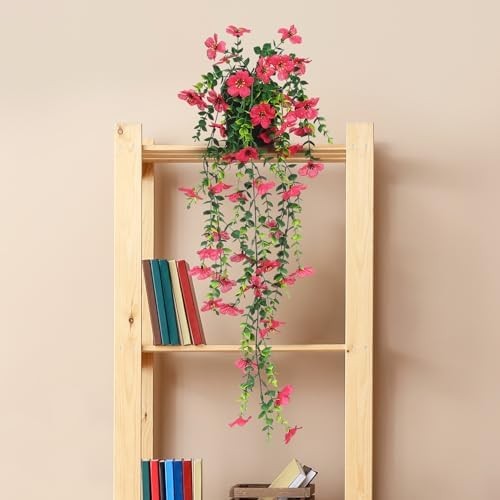 Fake Plants Hanging Artificial Potted Faux Eucalyptus Plants and Flowers | Moder